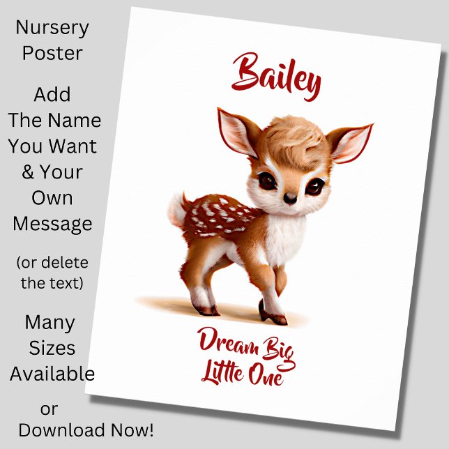 Poster Ajouter un nom Texte, mignon Fawn - Cerf de Bébé s (Créateur téléchargé)