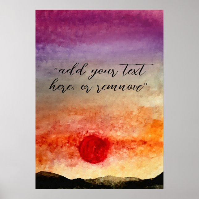 Poster Ajouter un texte aquarelle Sunset Mountains Paysag (Devant)