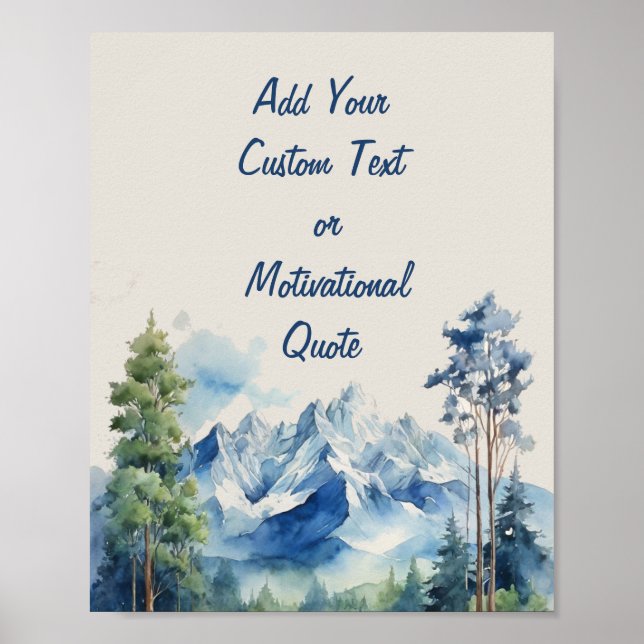 Poster Ajouter votre aquarelle personnalisée Montagne et  (Devant)