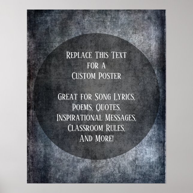Poster Ajouter Votre Citation Grunge Texturée Gris Foncé (Devant)