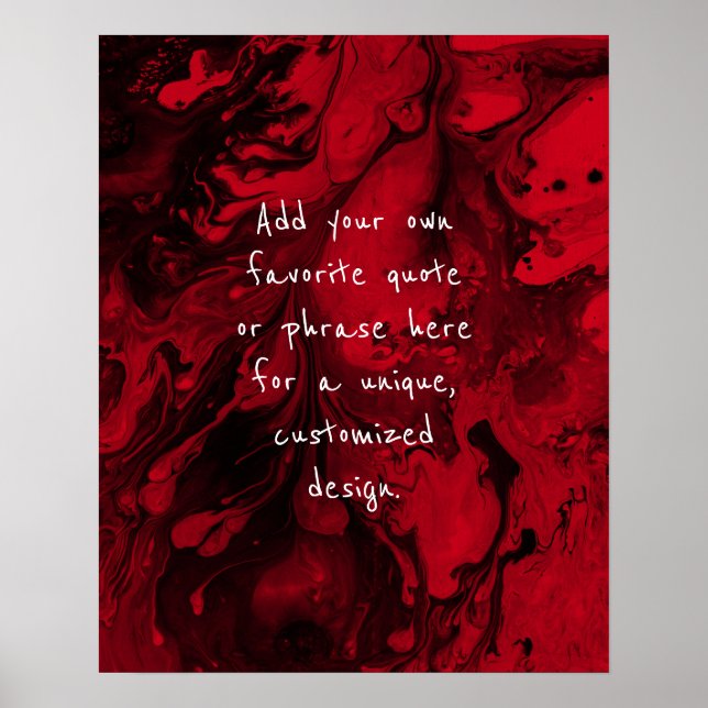 Poster Ajouter Votre Devis Personnalisé Marbre Noir, Roug (Devant)