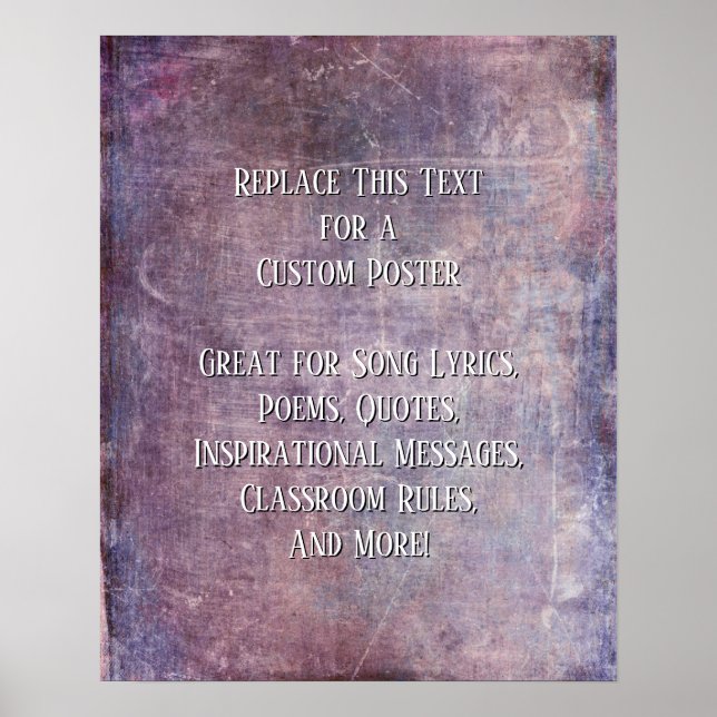 Poster Ajouter Votre Devis Texte Grunge Texté Violet Bleu (Devant)