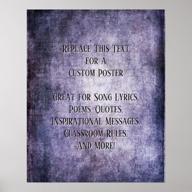 Poster Ajouter Votre Devis Texte Grunge Violet foncé Text (Devant)