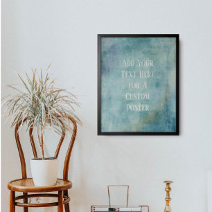 Poster Ajouter Votre Grunge Turquoise Grunge Personnalisé