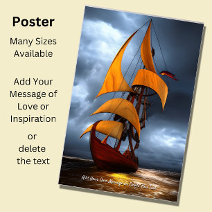 Poster Ajouter Votre Message, Voilier Brown Abstrait