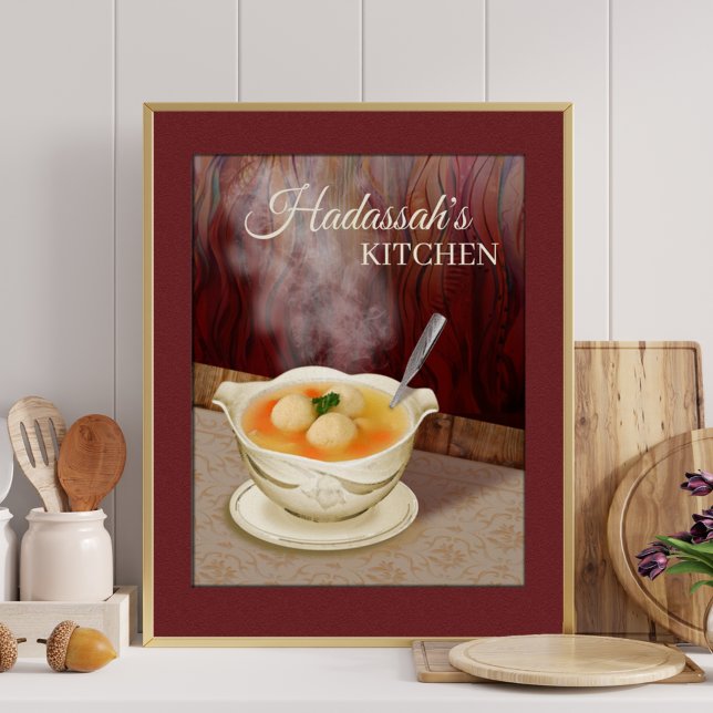 Poster Ajouter Votre Nom Matzah Boule Soupe Cuisine Art I (Créateur téléchargé)
