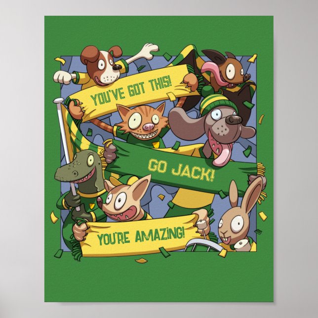 Poster Ajouter Votre Nom Motivational Animal Fans Cartoon (Devant)