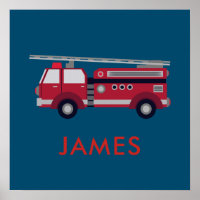 Ajouter votre nom Red Fire truck Personnalisé