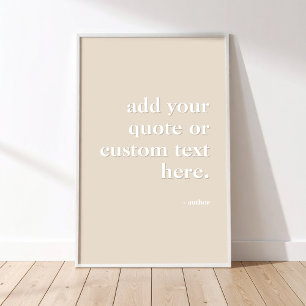 Poster Ajouter Votre Propre Citation Typographie Beige Mo