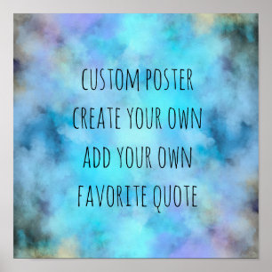 Poster ajouter votre propre devis aquarelle bleu abstrait