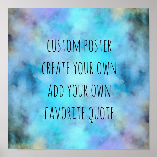 Poster ajouter votre propre devis aquarelle bleu abstrait (Devant)