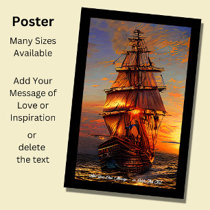 Poster Ajouter votre propre message Brown Pirate Voilier