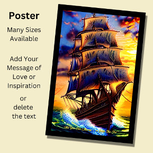 Poster Ajouter Votre Propre Message Pirate Brown Voilier