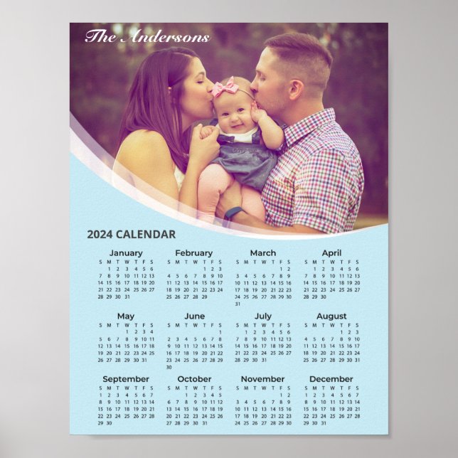 Poster Ajouter votre propre photo de famille 2024 Calendr (Devant)