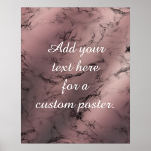 Poster Ajouter votre Rose de texte personnalisé Gold & Bl