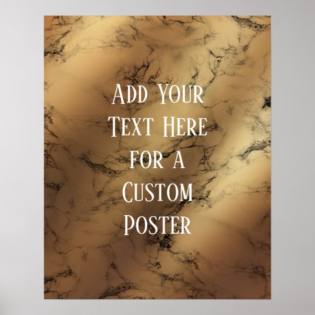 Poster Ajouter votre texte personnalisé Gold & Black Marb (Devant)