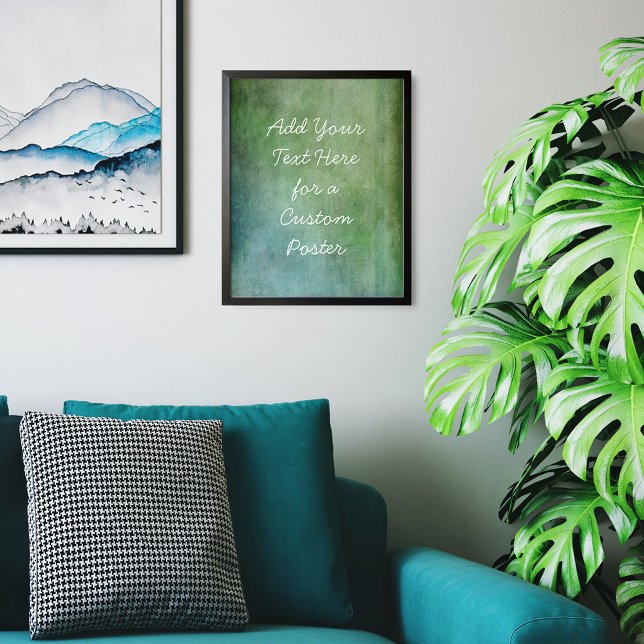 Poster Ajouter votre texte personnalisé Grunge Turquoise  (Créateur téléchargé)