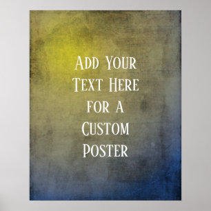 Poster Ajouter Votre Texte Personnalisé Jaune & Bleu Grun