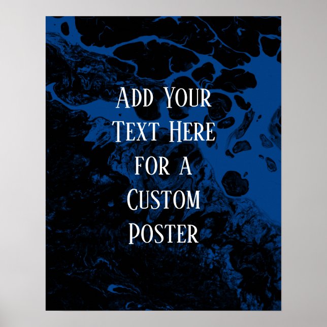 Poster Ajouter votre texte personnalisé Marbre noir et bl (Devant)