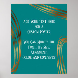 Poster Ajouter Votre Texte Personnalisé Scribbled Gold Ov