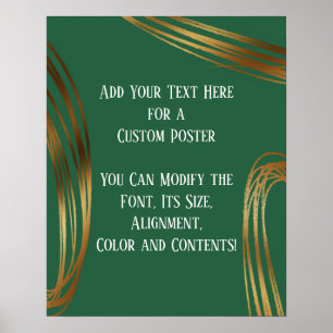 Poster Ajouter Votre Texte Scribblé Or Ovales Leaf Green