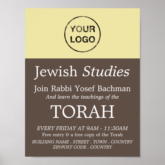 Poster Ajoutez Votre Propre Logo, Judaïsme, Etudes Juives (Devant)