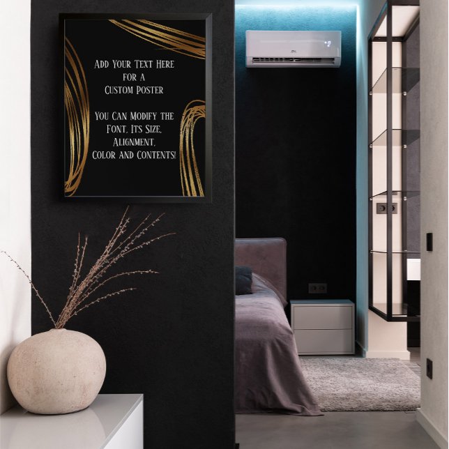 Poster Ajoutez Votre Texte Ovales Or Scribblés, Noir (Créateur téléchargé)