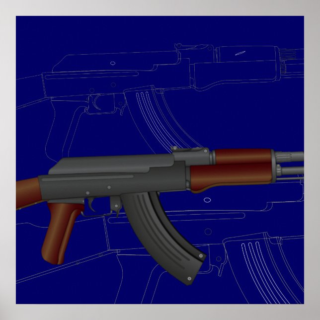 Poster AK47 BluePrint (Devant)