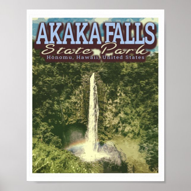 POSTER AKAKAKA FALLS STAPARK - HONOMU HAWAII US (Devant)
