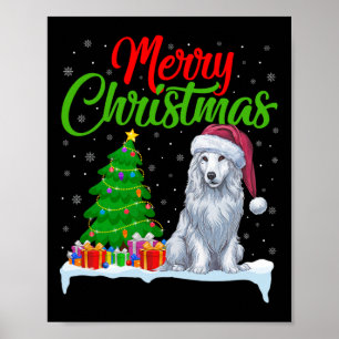 Poster Akbash Chien Noël Lumières Arbre Funny Noël Akbash