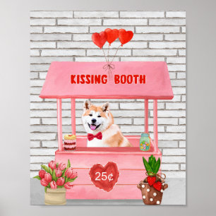 Poster Akita Chien Valentine's Day Kissing Booth