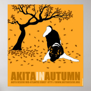 Poster Akita en automne (18" x 19,5")