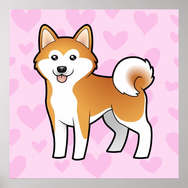 Poster Akita Inu / Shiba Inu Love (Devant)