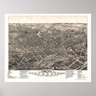 Poster Akron, OH Carte panoramique - 1882