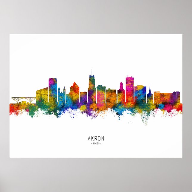 Poster Akron Ohio Skyline (Devant)
