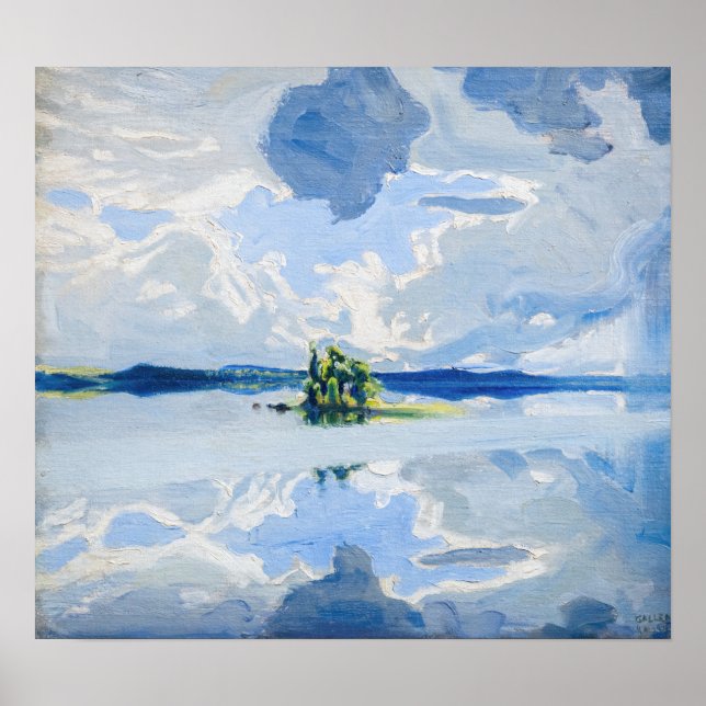 Poster Akseli Gallen-Kallela - Nuages au-dessus d'un lac (Devant)