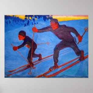 Poster Akseli Gallen-Kallela - Skieurs