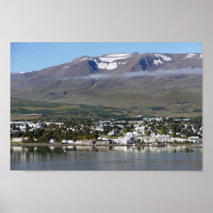 Poster Akureyri, Islande, Panorama