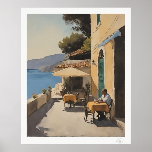 Poster Al Fresco Seaside Dining Oil Painting (Devant)