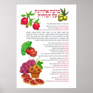 Poster Al haMichya Bénédiction hébraïque après la nourrit