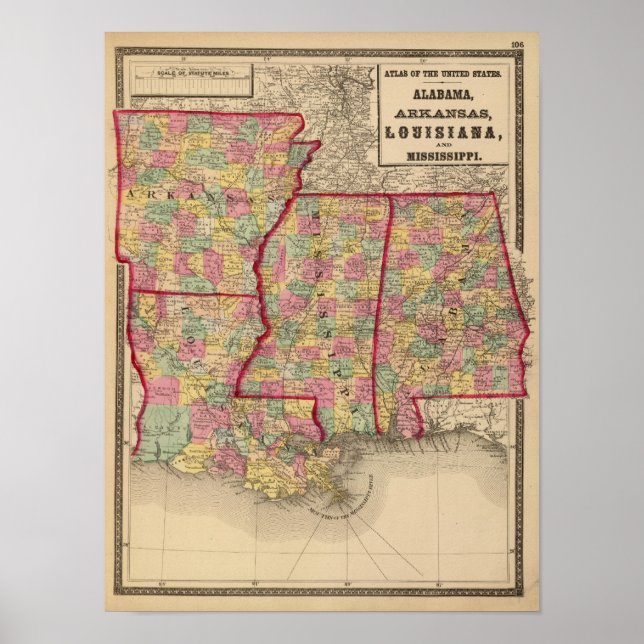 Poster Alabama, Arkansas, Louisiane et Mississippi 2 (Devant)