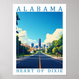 Poster Alabama Heart of Dixie USA Travel Place