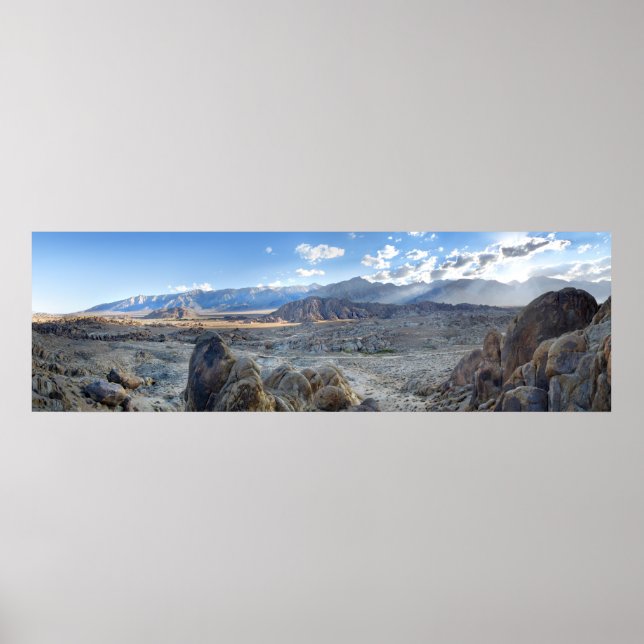 Poster Alabama Hills Panorama - Owens Valley - Sierra (Devant)