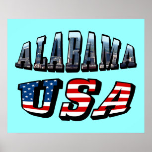 Poster Alabama Photo et USA Flag Font
