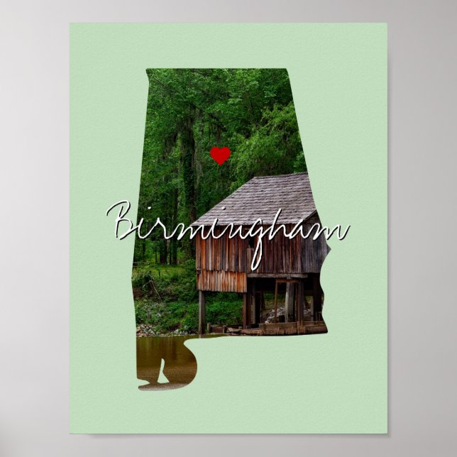 Poster Alabama State Photo insert and town name (Devant)