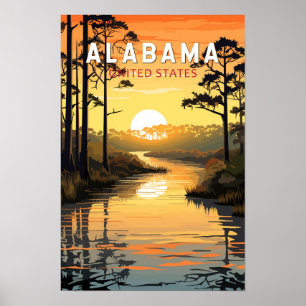 Poster Alabama Travel Art Vintage