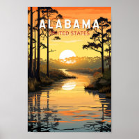 Alabama Travel Art Vintage