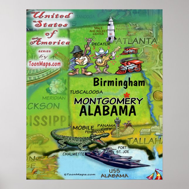 Poster Alabama USA (Devant)