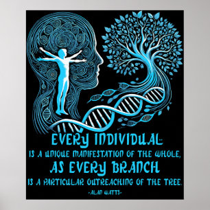 Poster Alan Watts Cite chaque individu L'arbre de vie