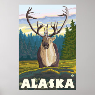 Poster Alaska - Caribou dans la nature